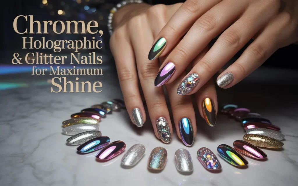chrome holographic nails